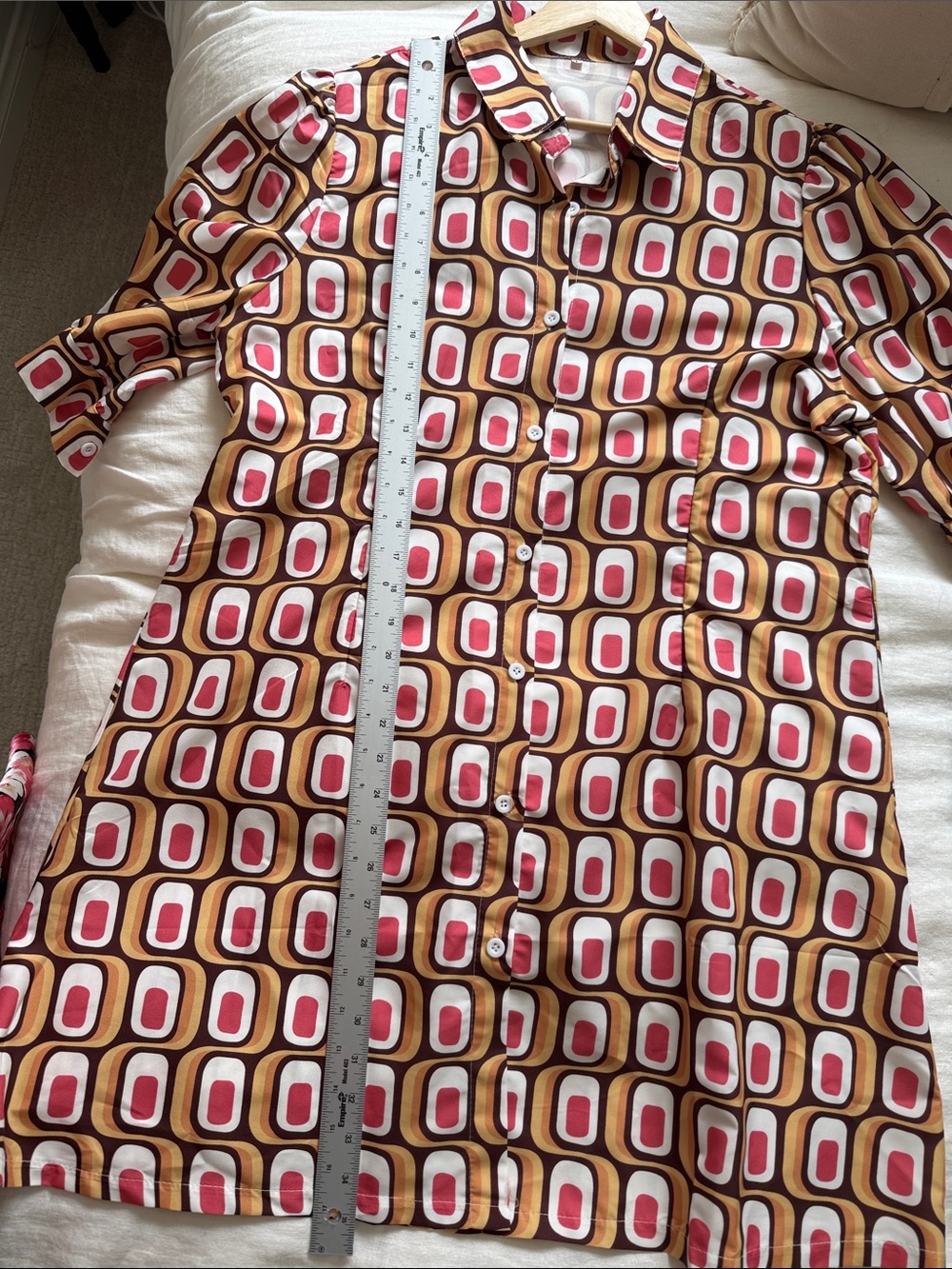 Retro Geometric 70's Mod Shirt Dress Lightweight NWOT Women's Size Large - Picture 8 of 9